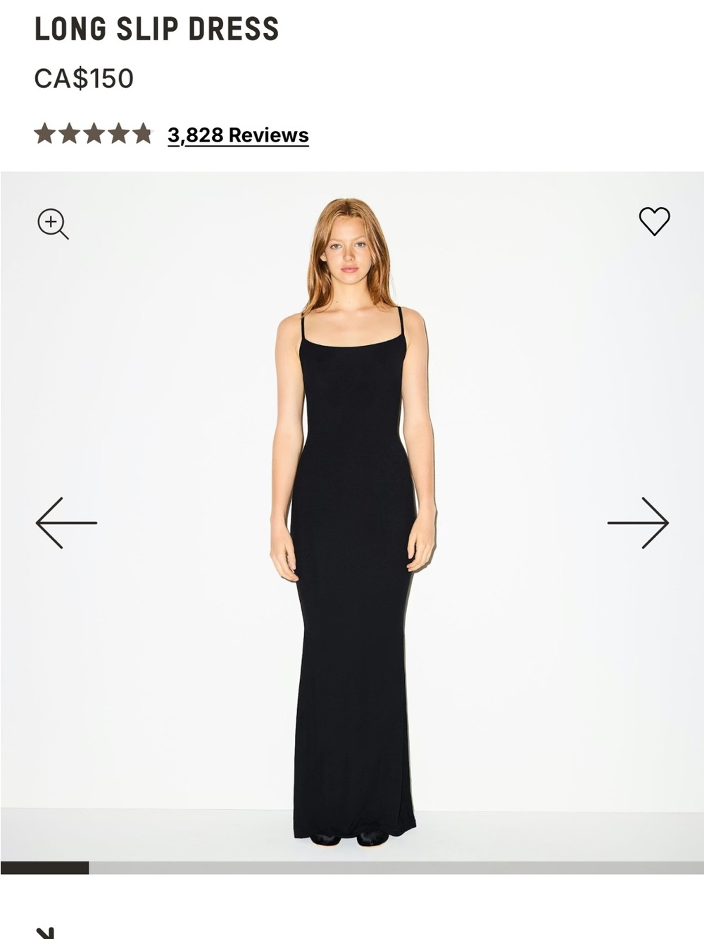 SKIMS Black Long Slip Maxi Dress